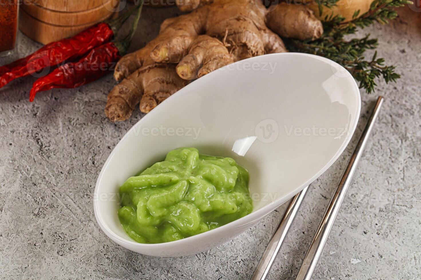 Green organic asian Wasabi seasoning photo
