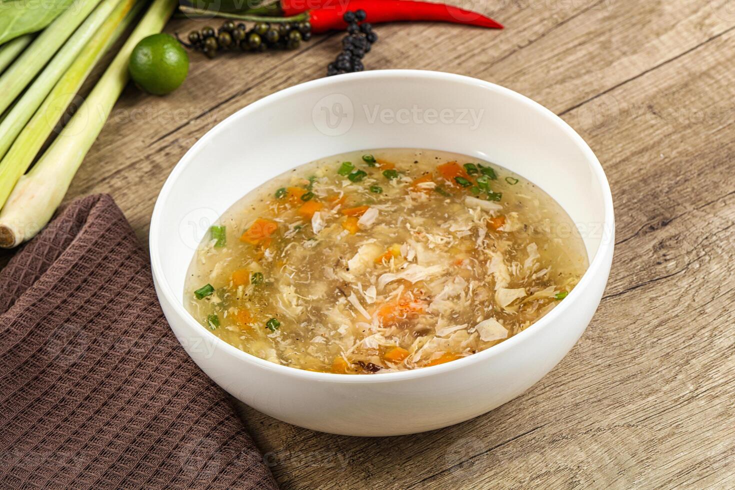 Asian gourmet crab soup with spices photo