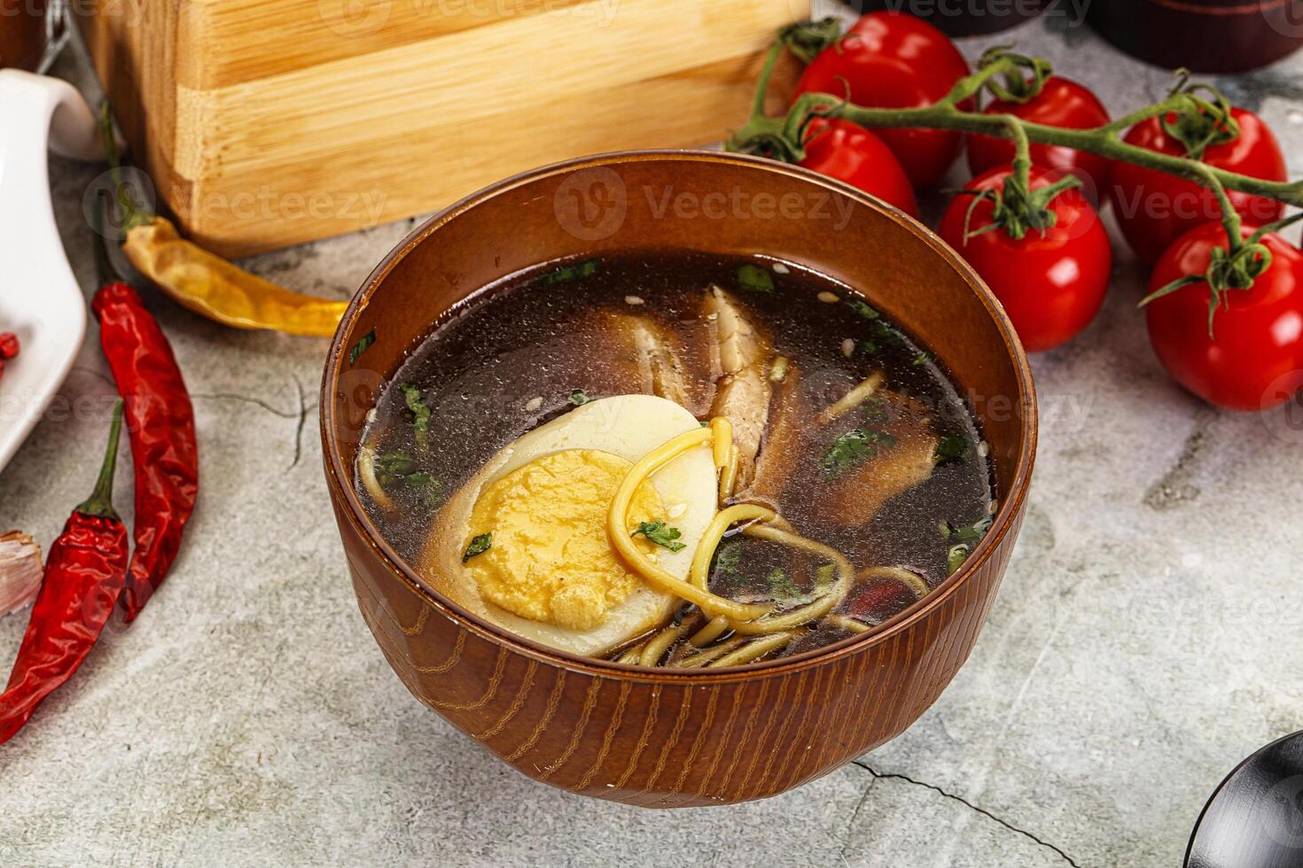 Japanese Miso soup with chicken photo