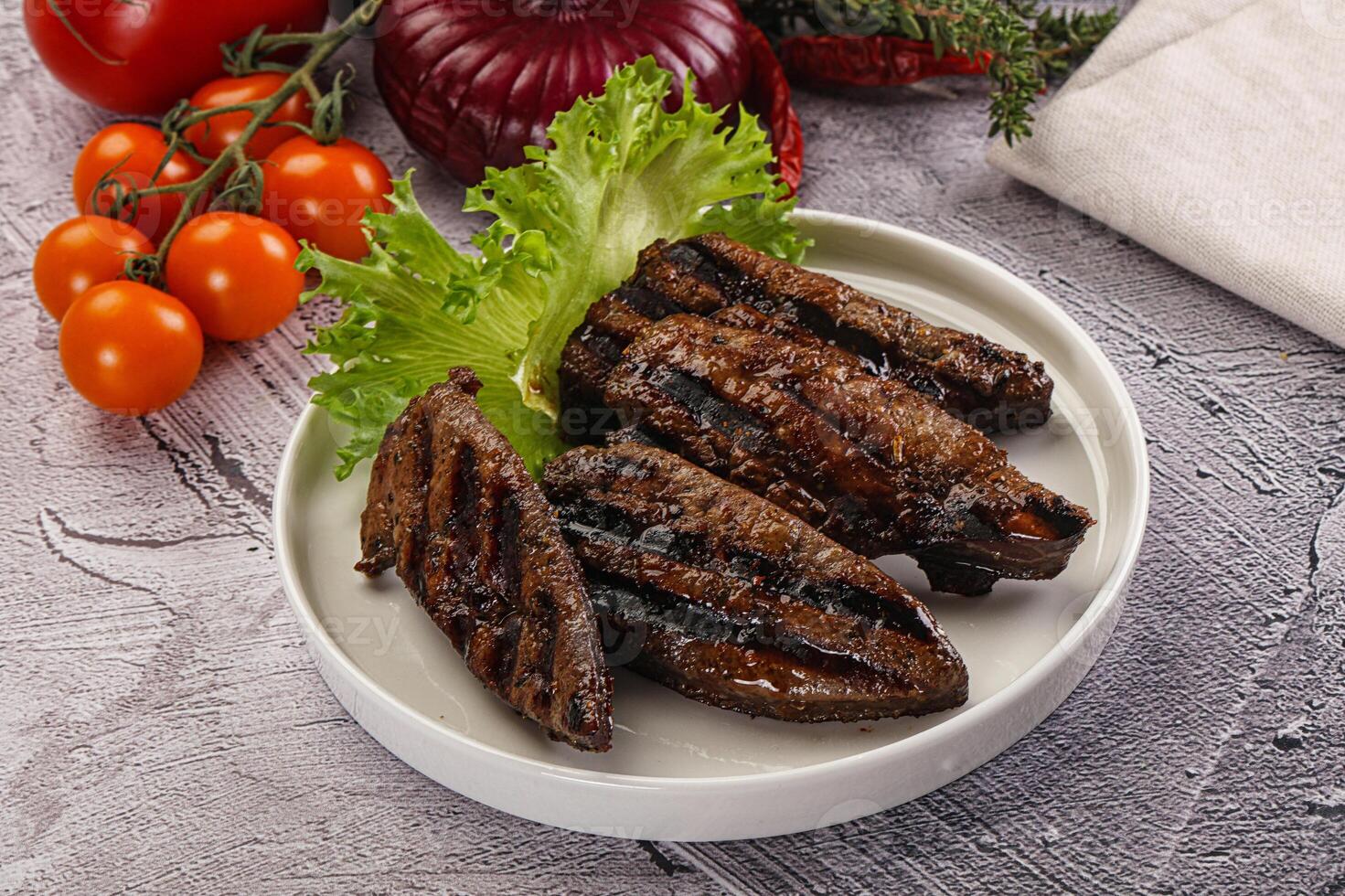 Grilled diet beef liver steak photo