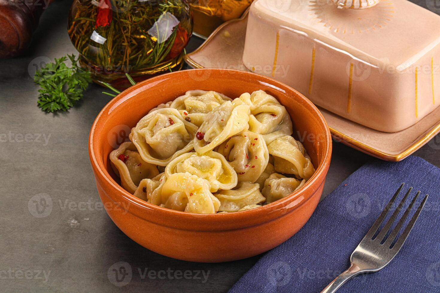 Russian homemade dumplings with meat photo