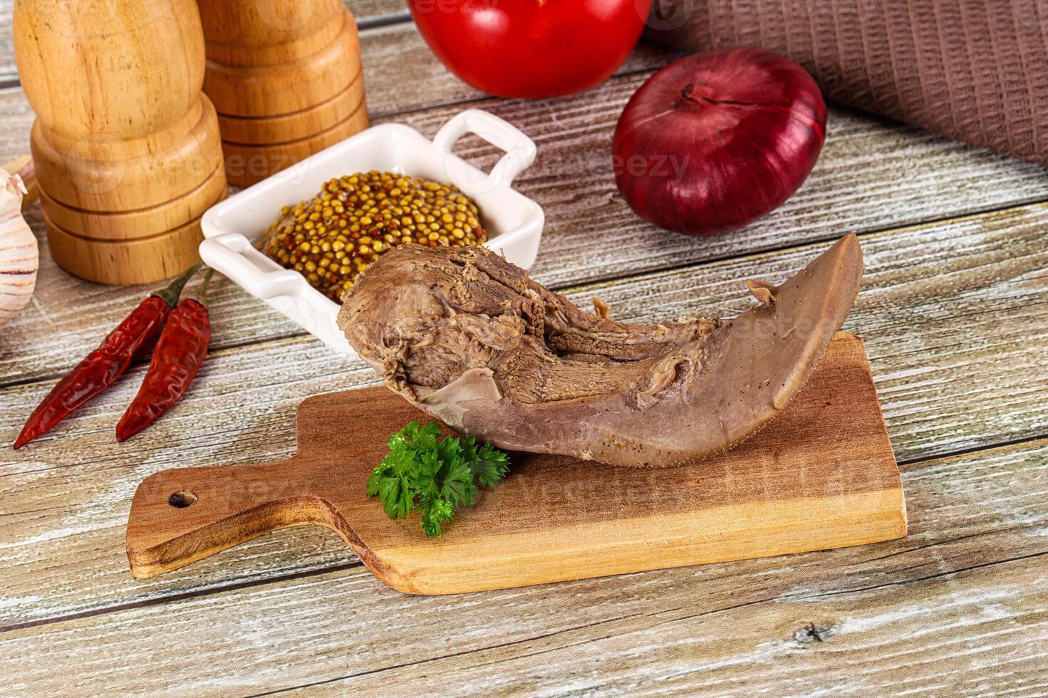 Steamed pork tongue with mustard photo
