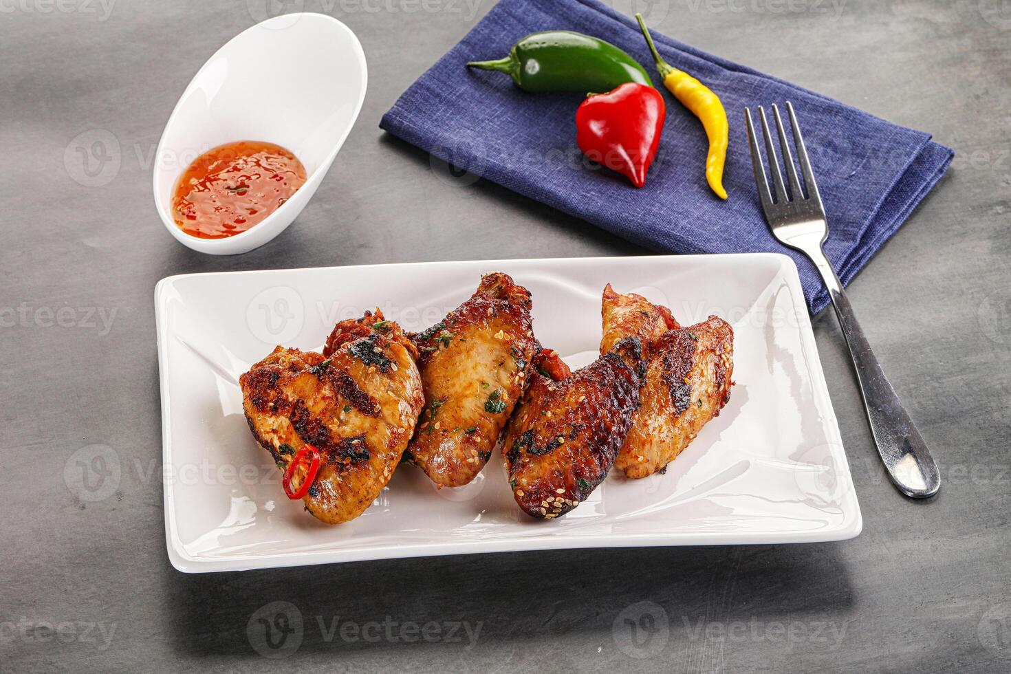 Buffalo grilled chicken wings barbecue photo