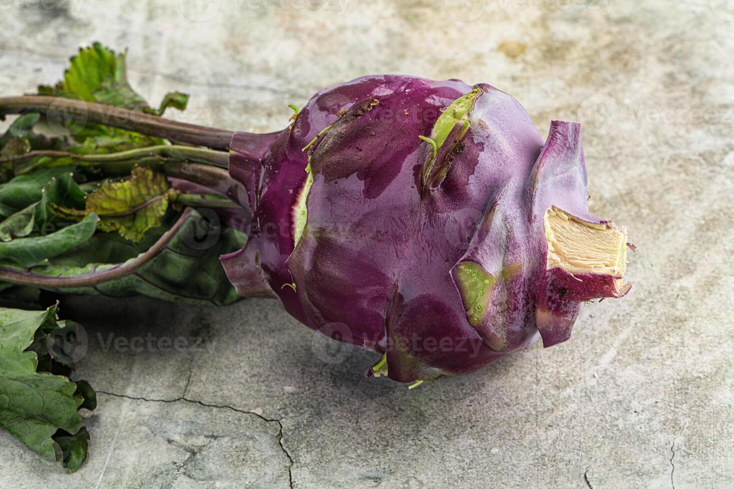Ripe fresh violet kohlrabi cabbage photo