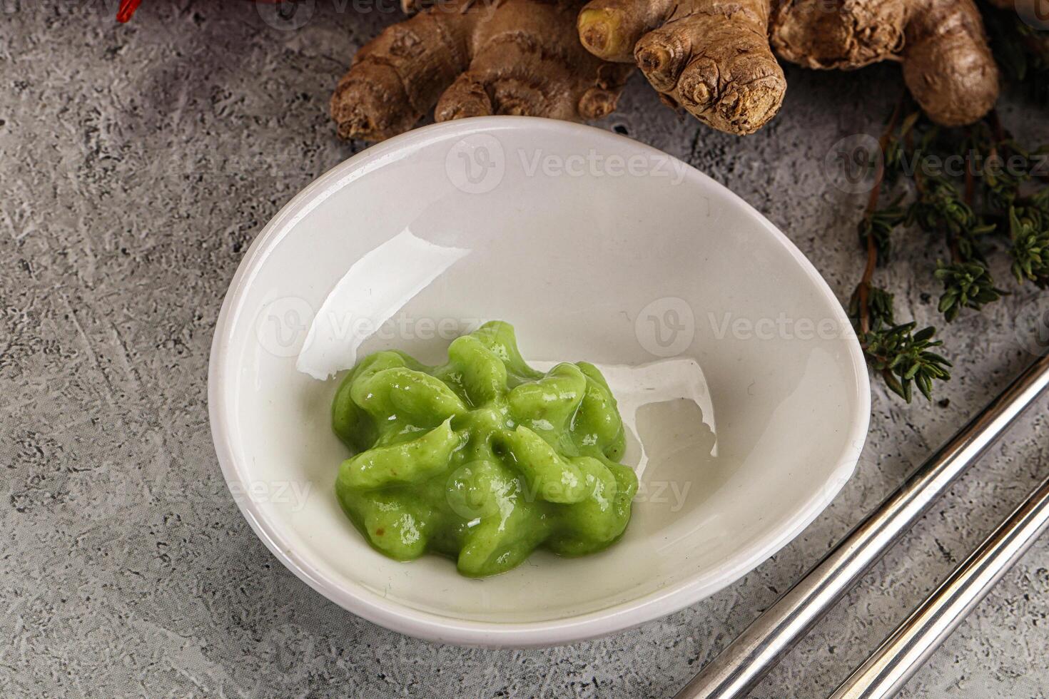 Green organic asian Wasabi seasoning photo