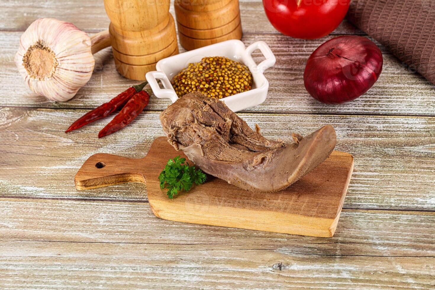 Steamed pork tongue with mustard photo