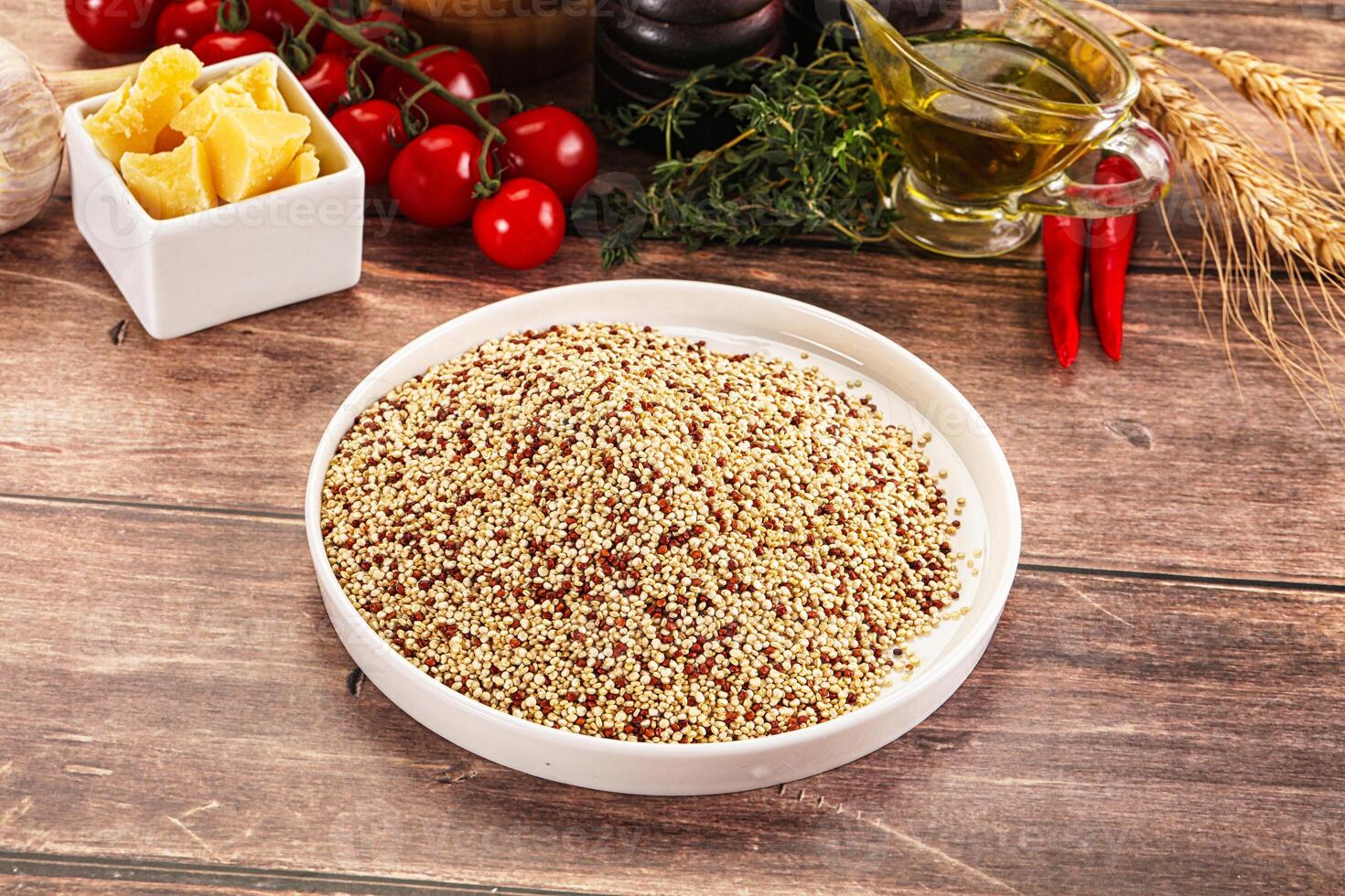Raw dry quinoa seeds cereal photo