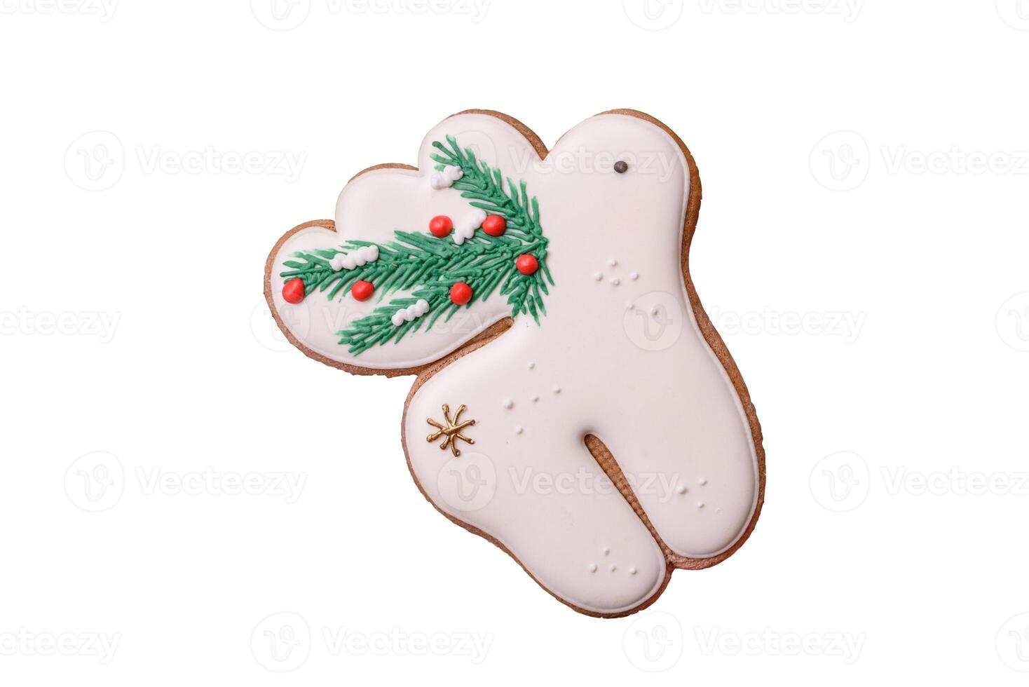 Homemade Christmas gingerbread cookies made as sweets photo