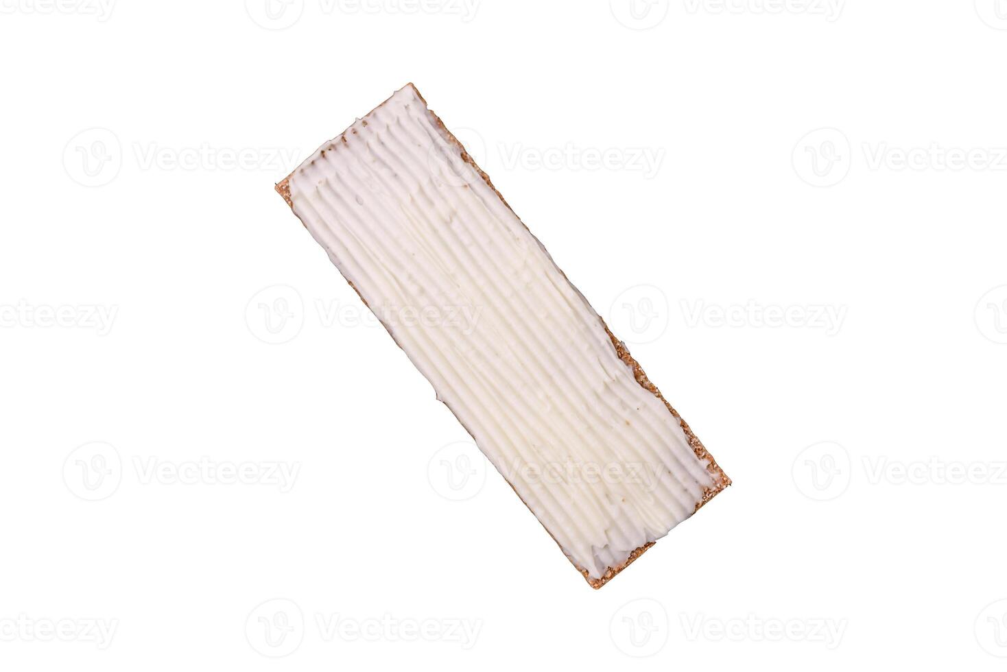 Rectangular whole grain crisp bread with cream cheese photo