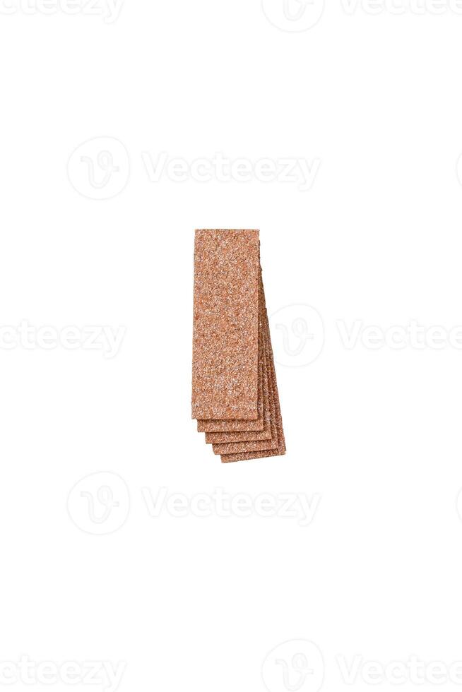 Rectangular whole grain crisp bread with cream cheese photo