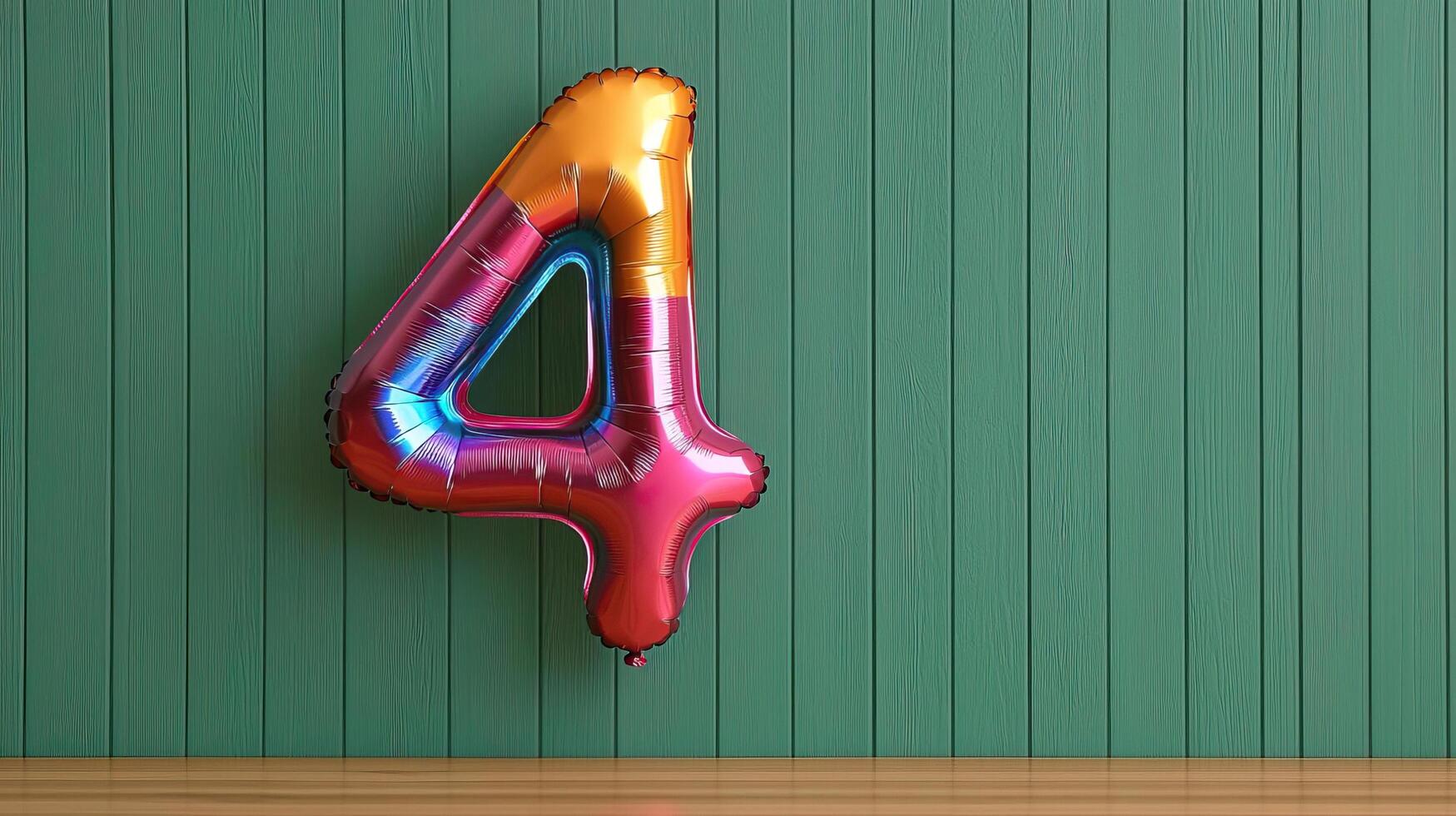 Rainbow-colored number 4 balloon against a vibrant background, festive birthday vibe, full of life and color photo