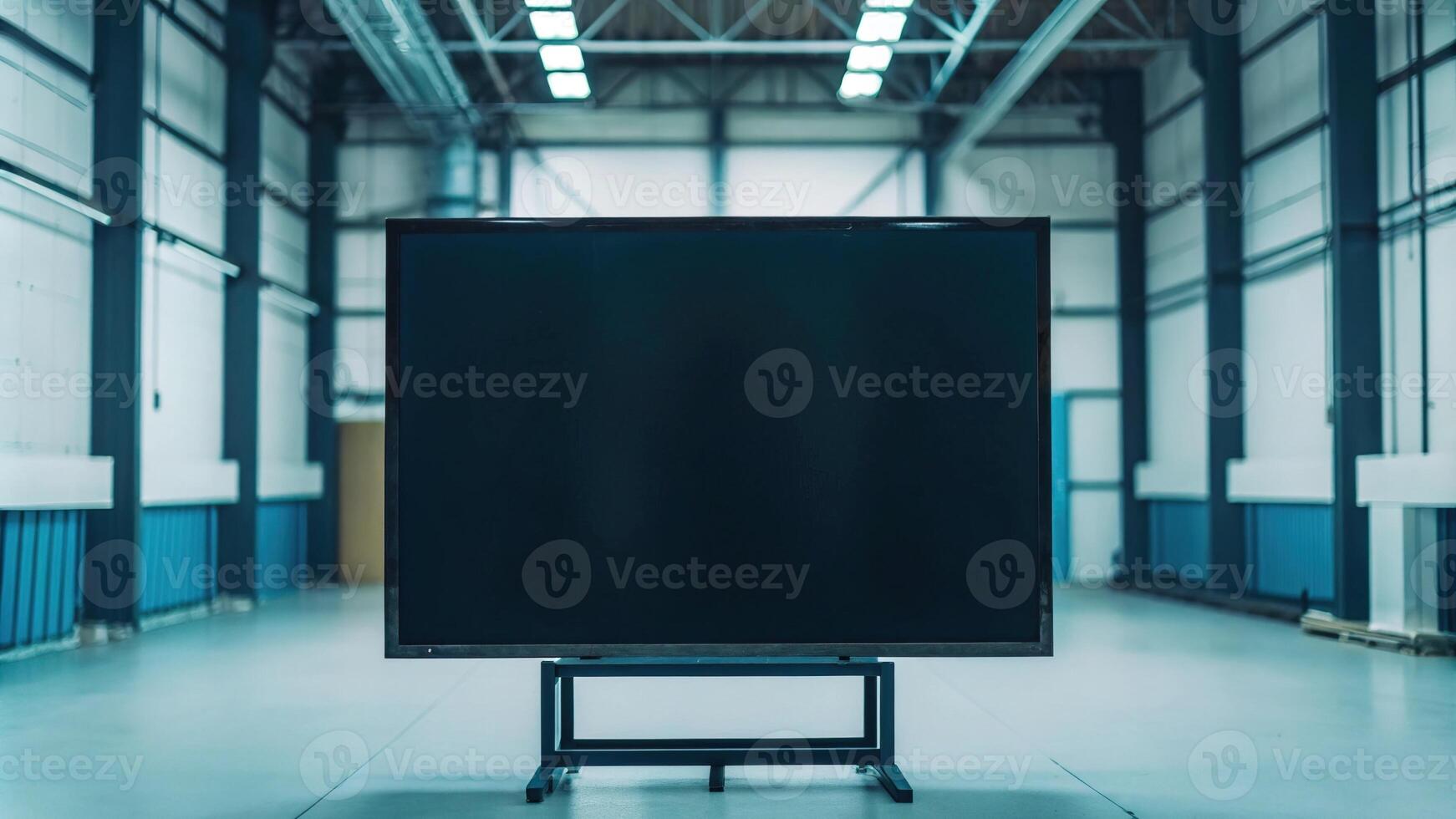 Empty Neutral Room with a Mini Screen Display photo
