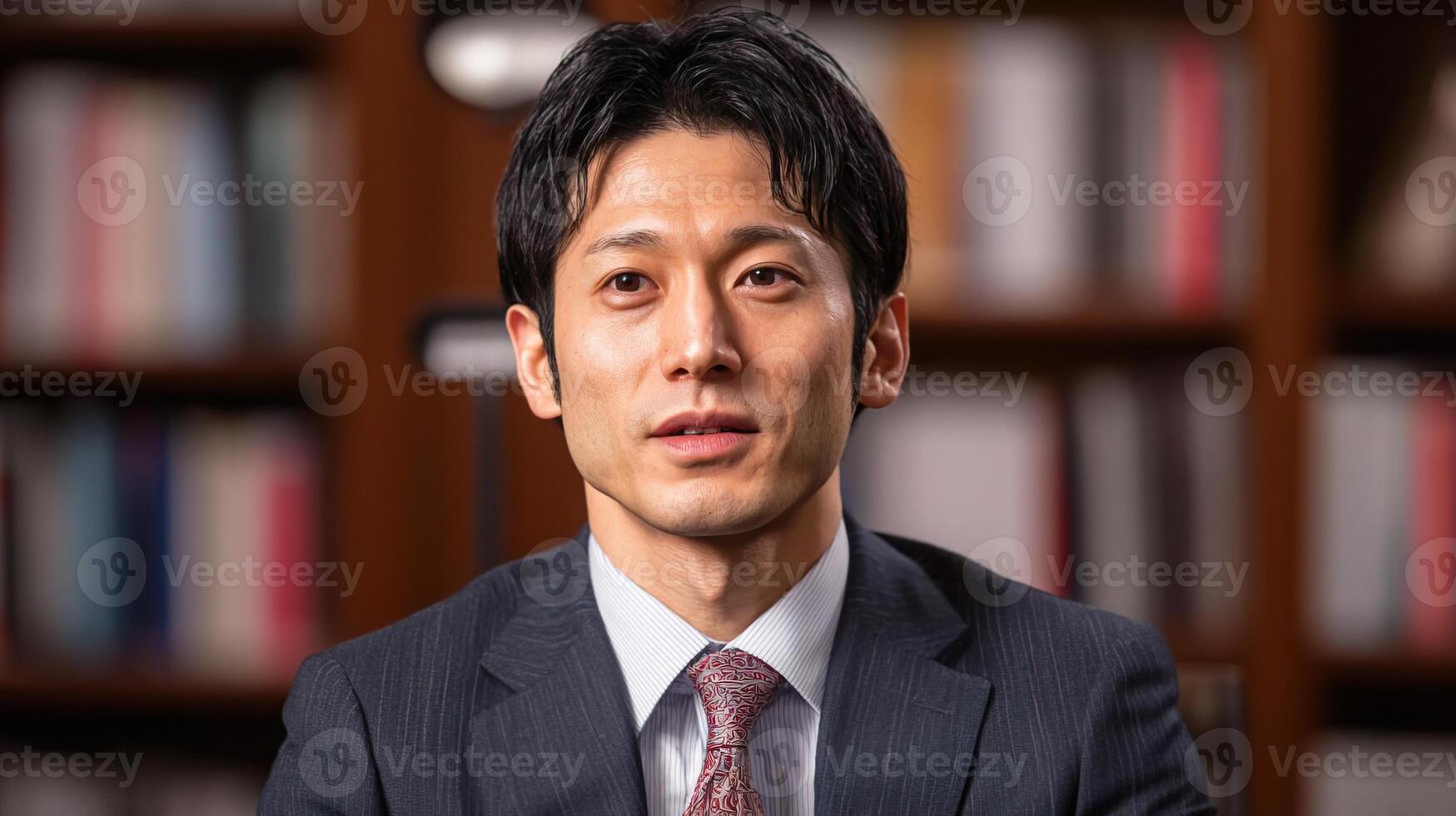 Asian manager participating in an interview, showcasing professionalism in business. photo