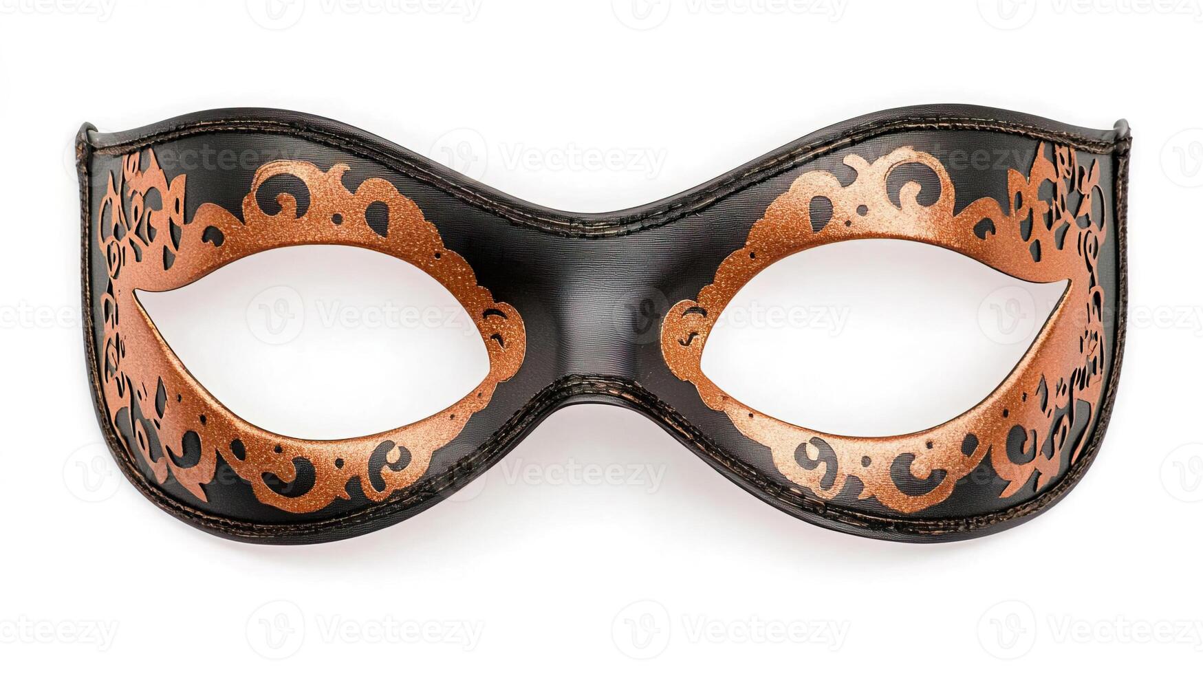 Brown Venetian carnival mask isolated on a white background for decorative use. photo