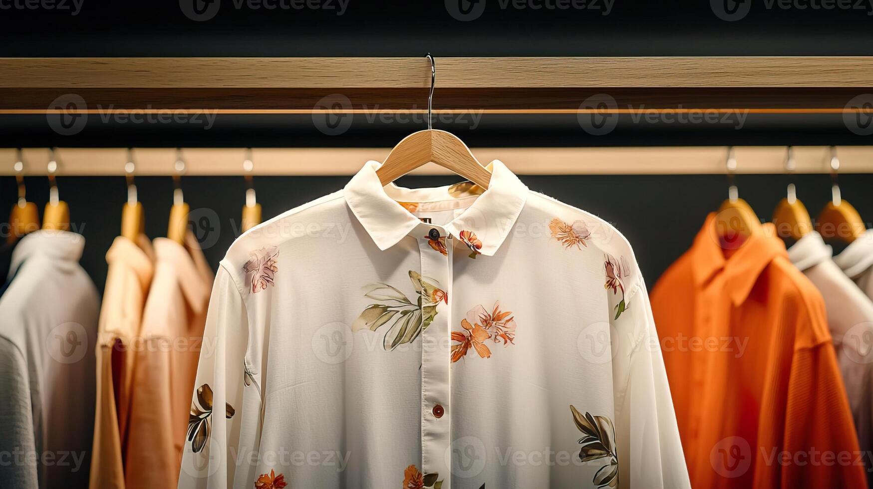 Stylish Clothing Rack Display in Modern Store photo