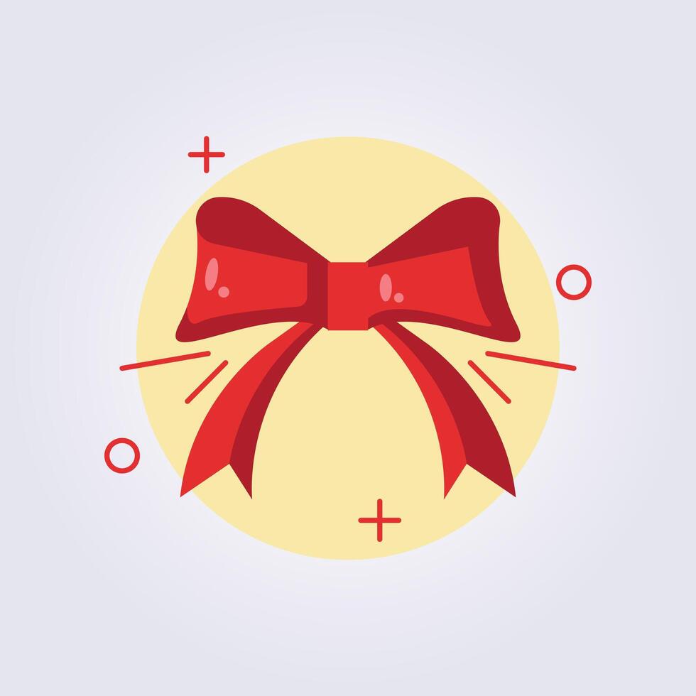 red ribbon bow icon illustration design vector