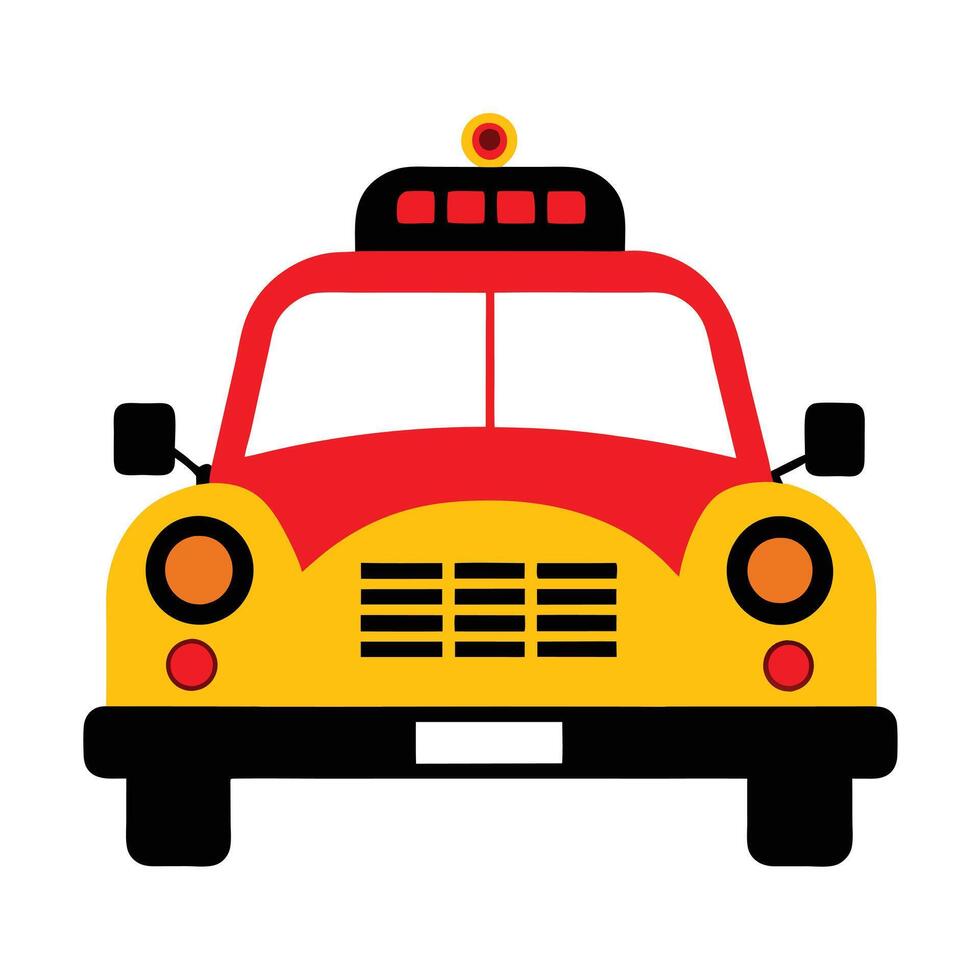 A taxi cab is shown in a flat style vector