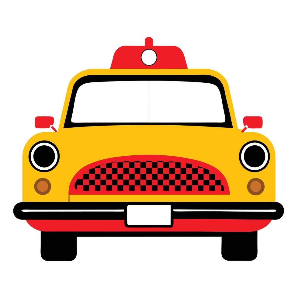 A yellow taxi cab with a red stripe on the side vector