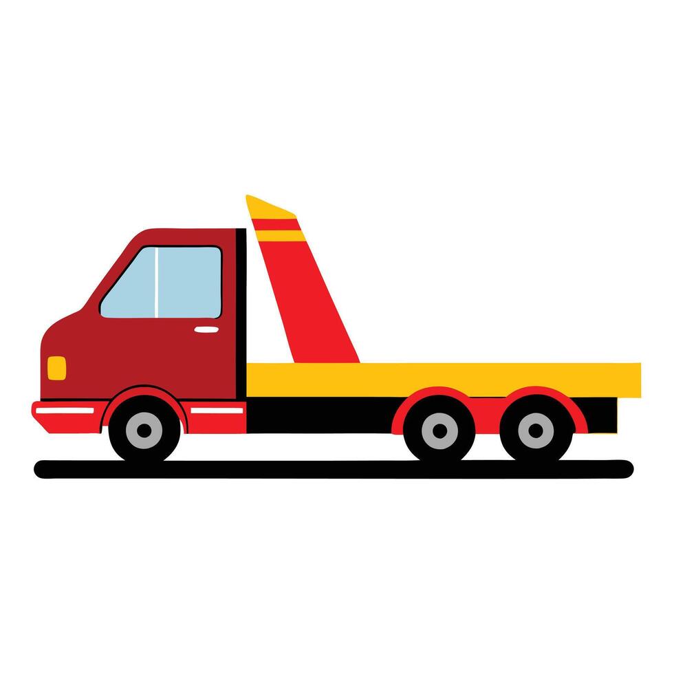 A flat illustration of a red truck with a yellow top vector
