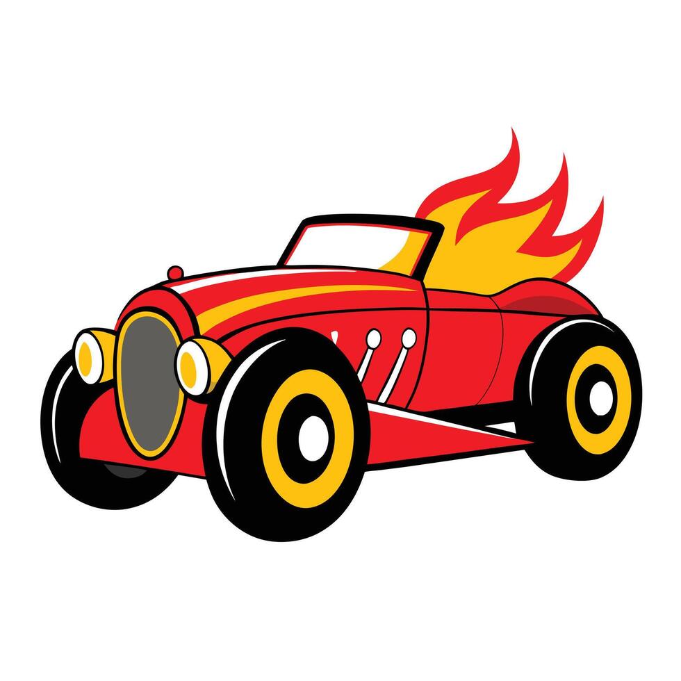Hot rod cartoon car vector
