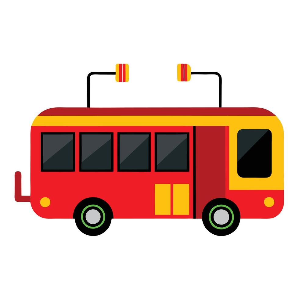 A red and yellow bus on a white background vector