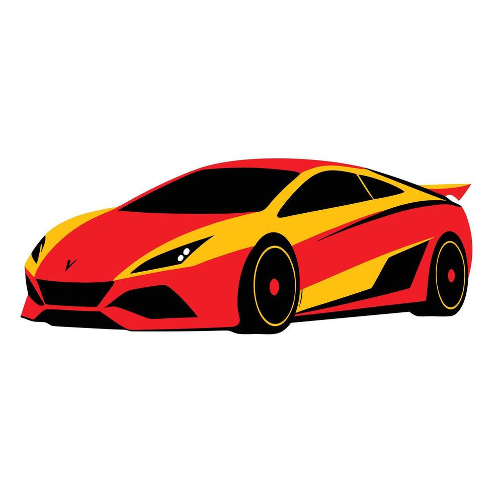 A red and yellow sports car on a white background vector