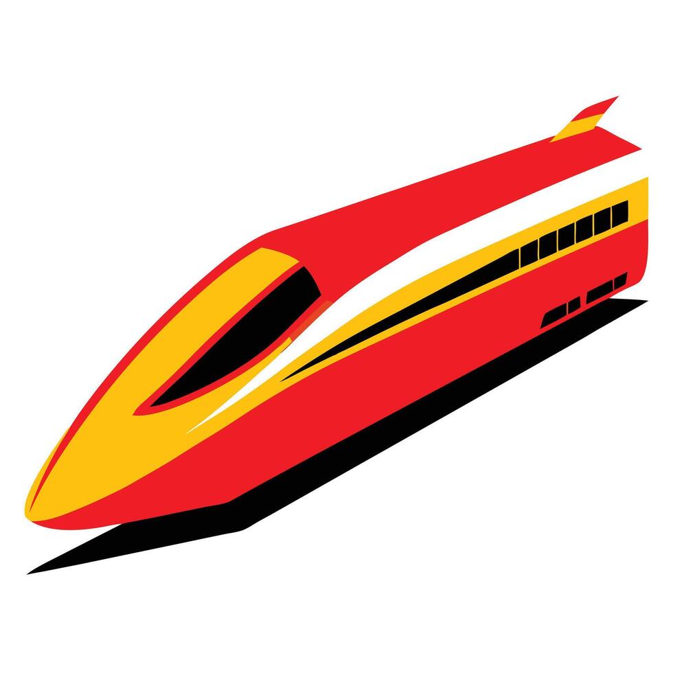 A red and yellow train on a white background vector