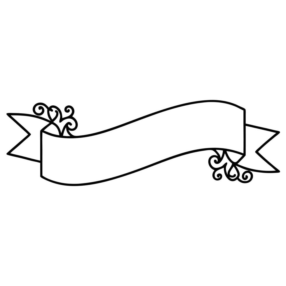 Ribbon banner coloring page vector
