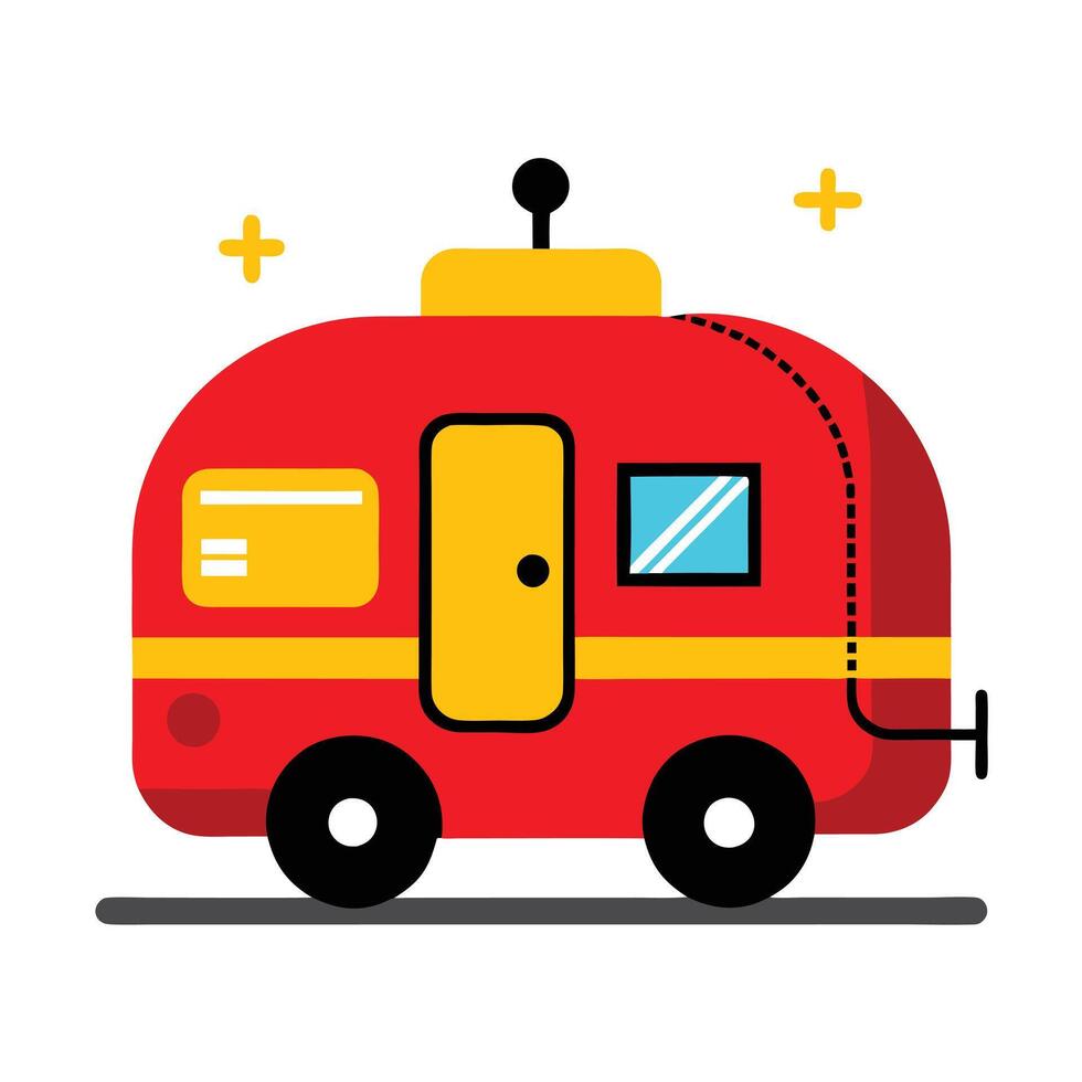 A red and yellow camper van with a yellow roof vector