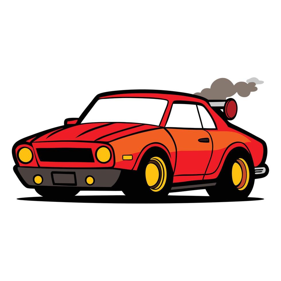 Cartoon car with smoke coming out of the hood vector