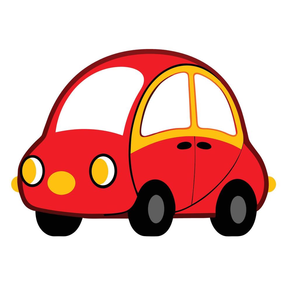 A cartoon car with a yellow and red stripe vector