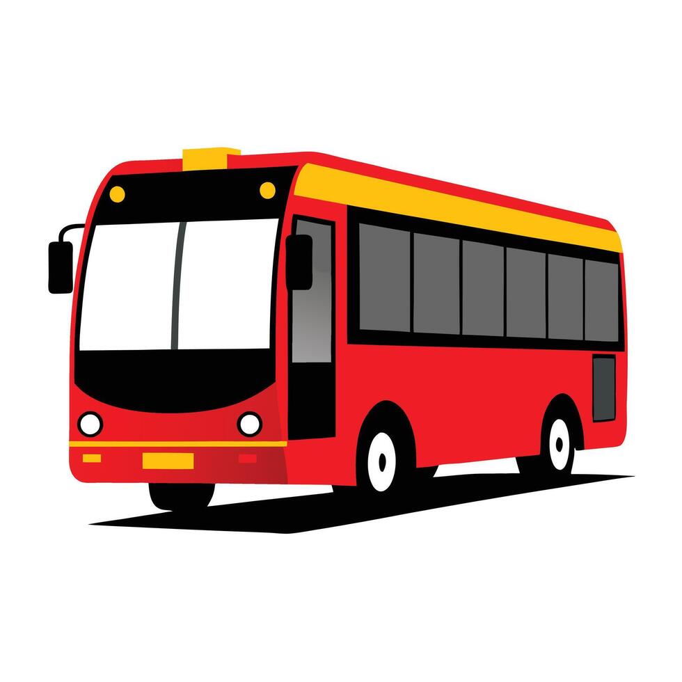 A red bus on a white background vector