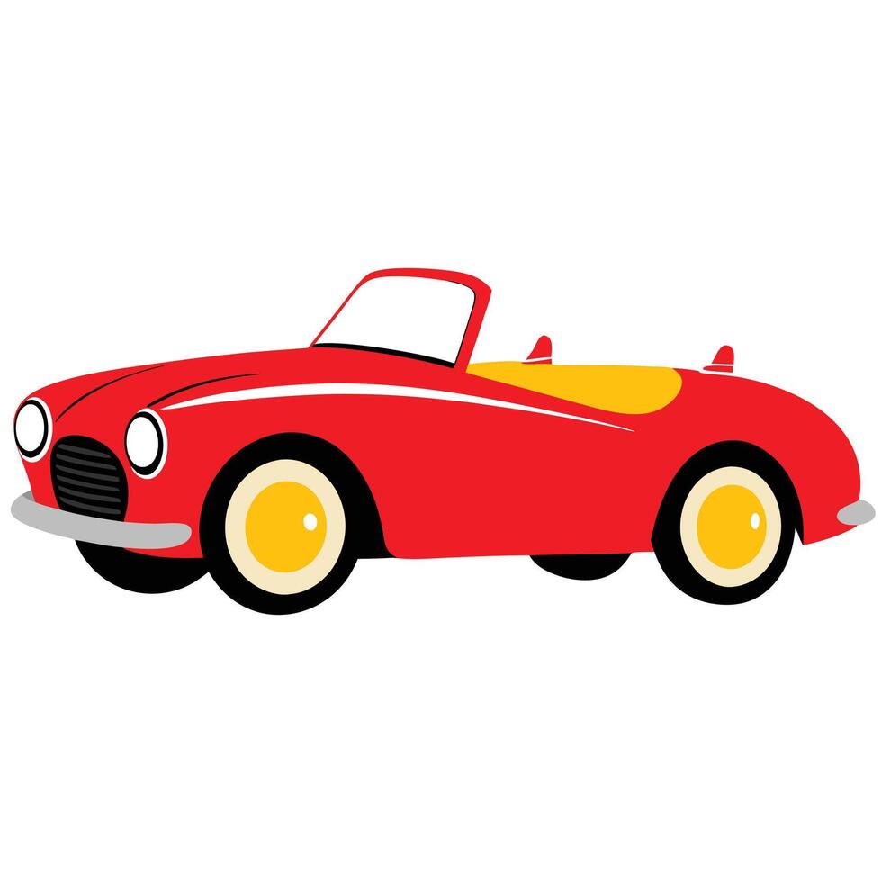 A red car with yellow wheels on a white background vector