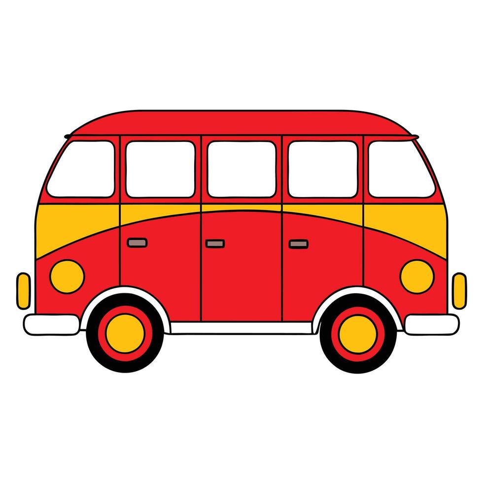 A red and yellow bus on a white background vector