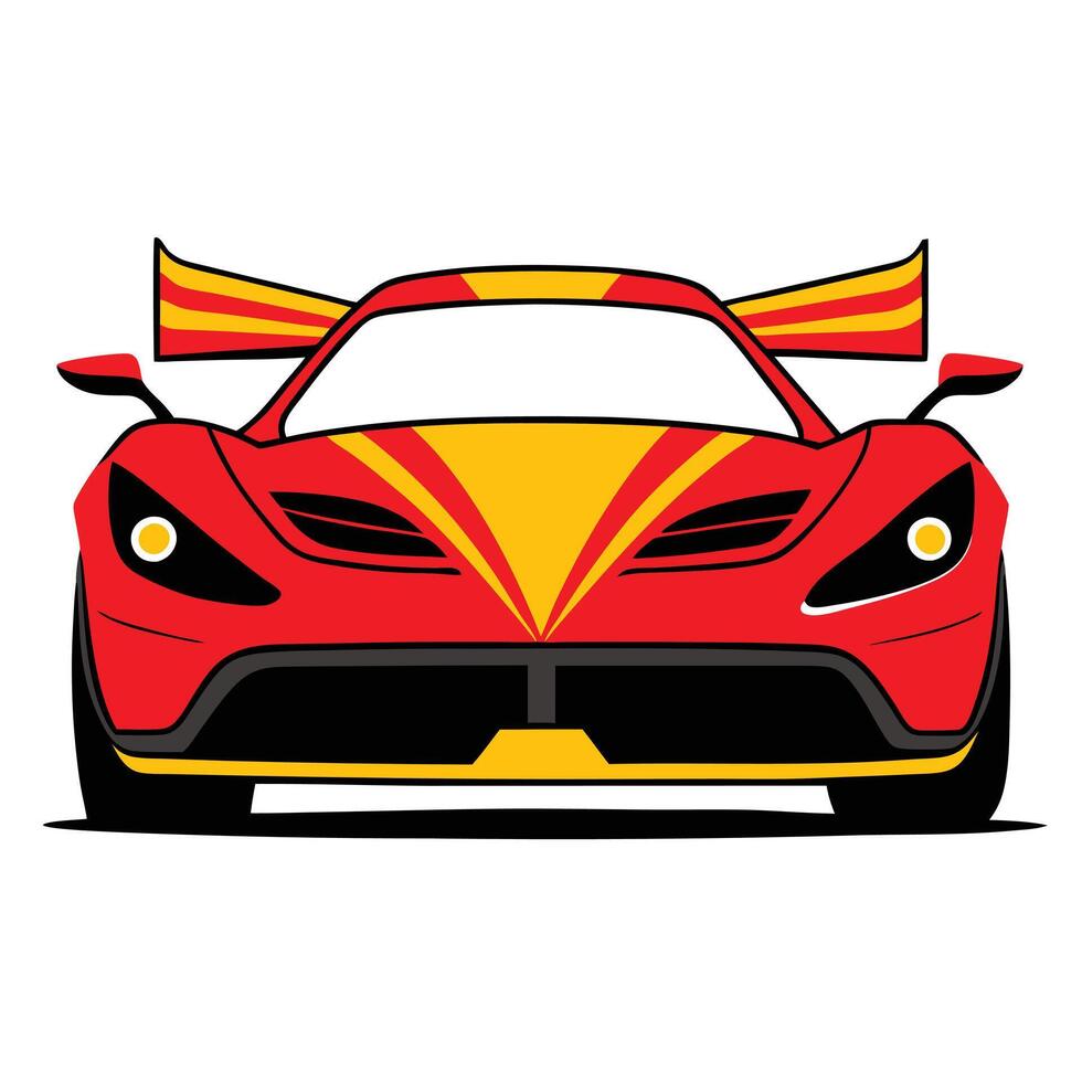 A cartoon red and yellow sports car vector