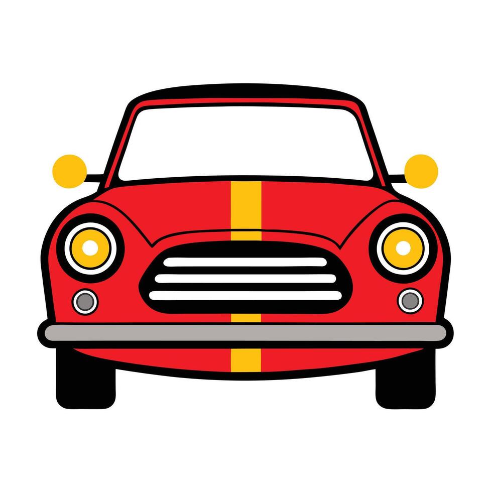 A red car with yellow stripes on the hood vector