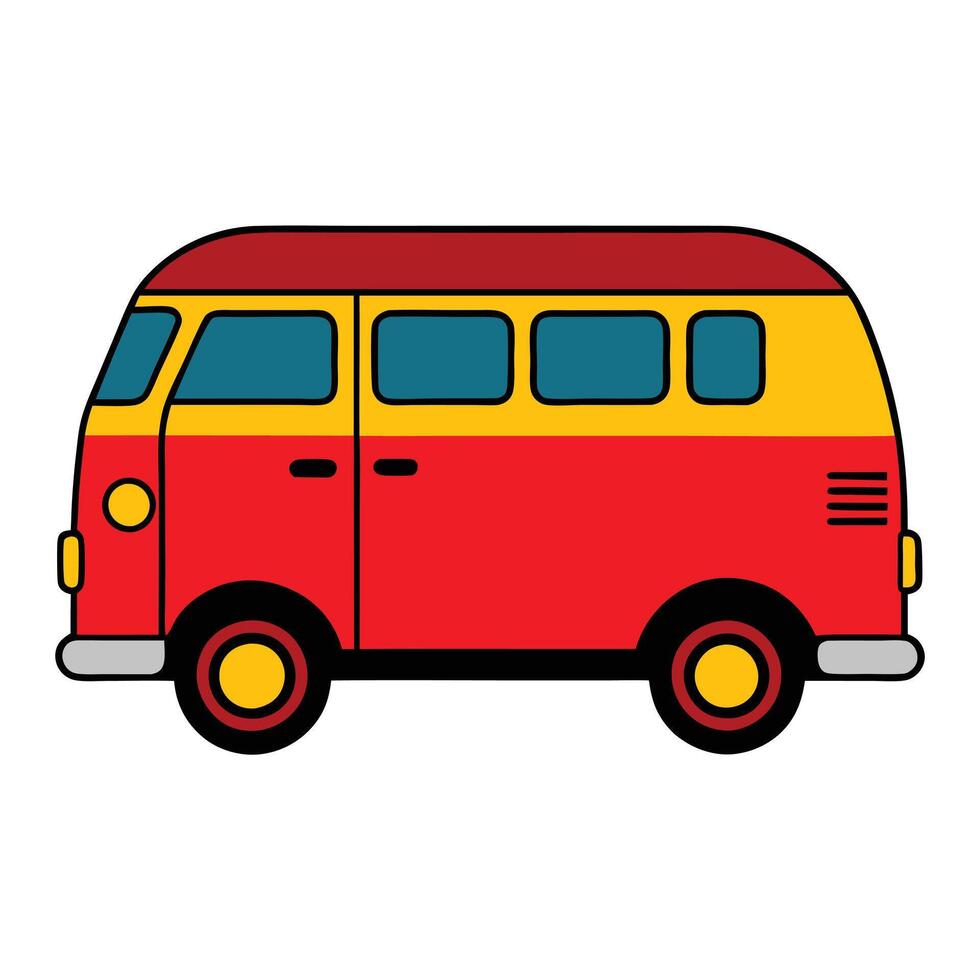 A red and yellow van on a white background vector