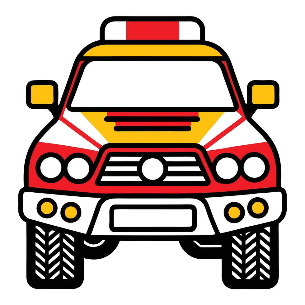 A cartoon car with a red and yellow stripe vector