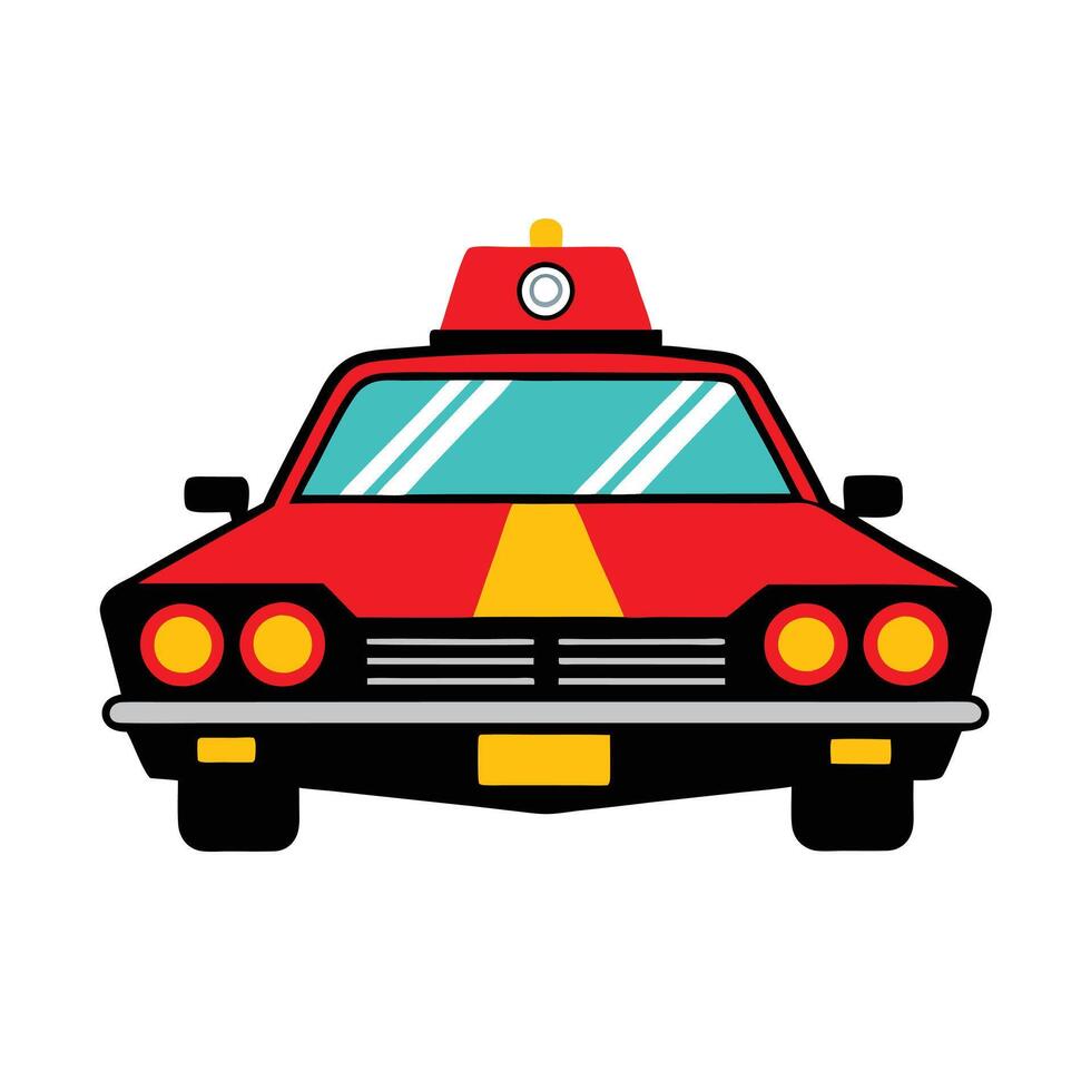 A red car with a yellow light on top vector