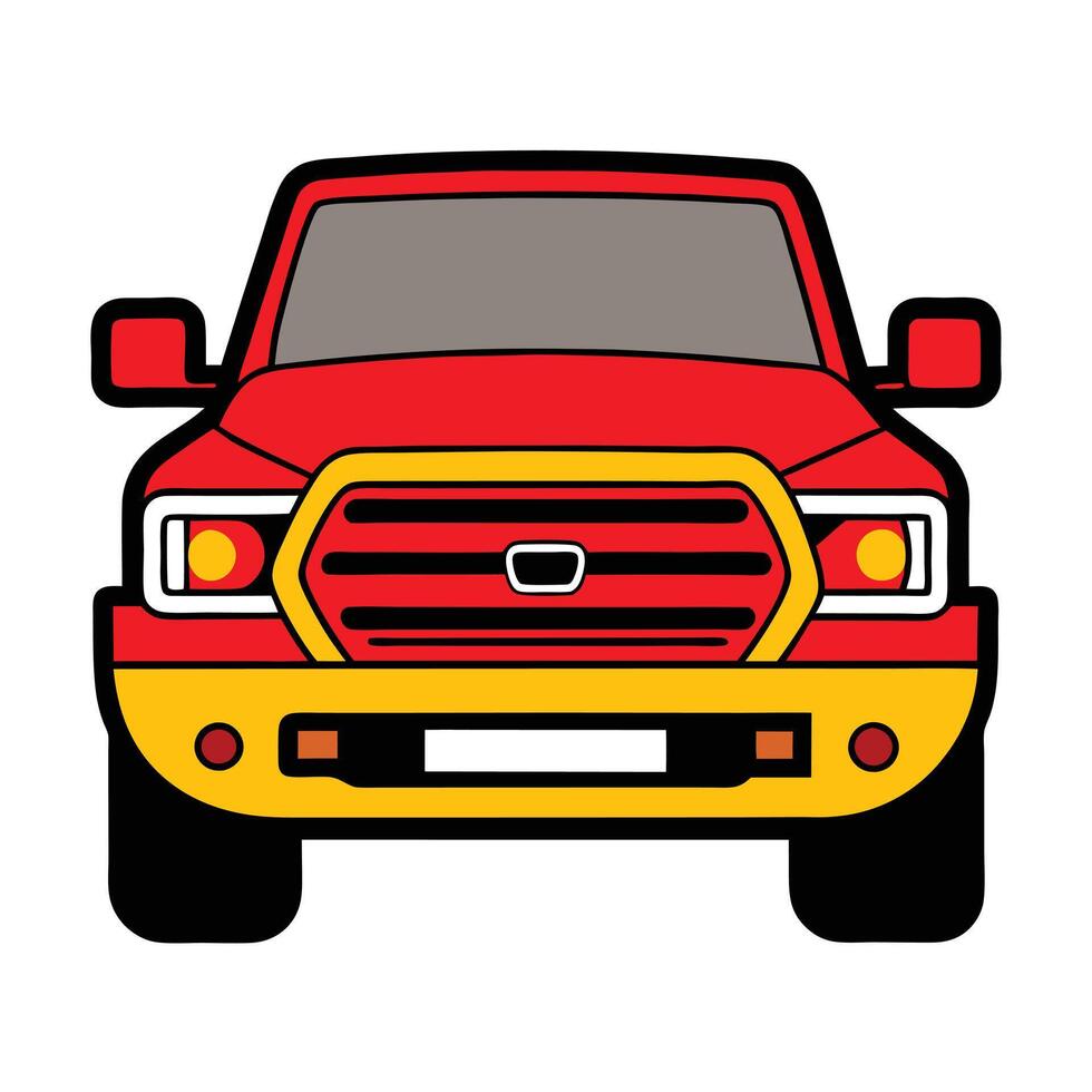 A red truck with yellow and red lights on it vector