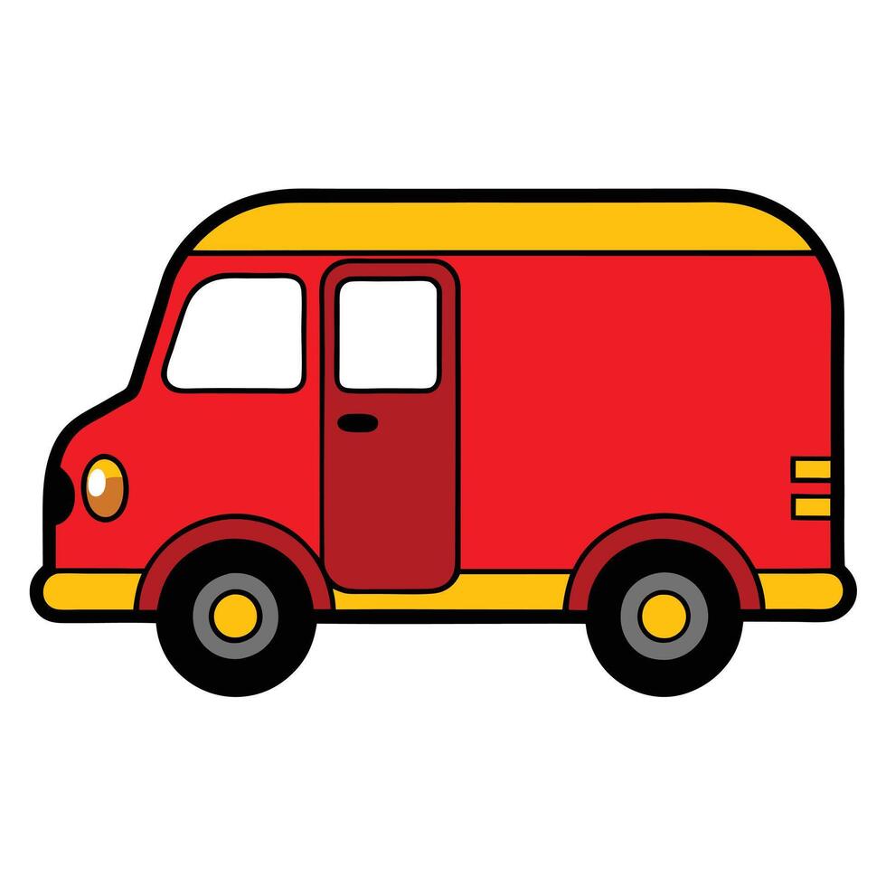 A red and yellow van icon on a white background vector