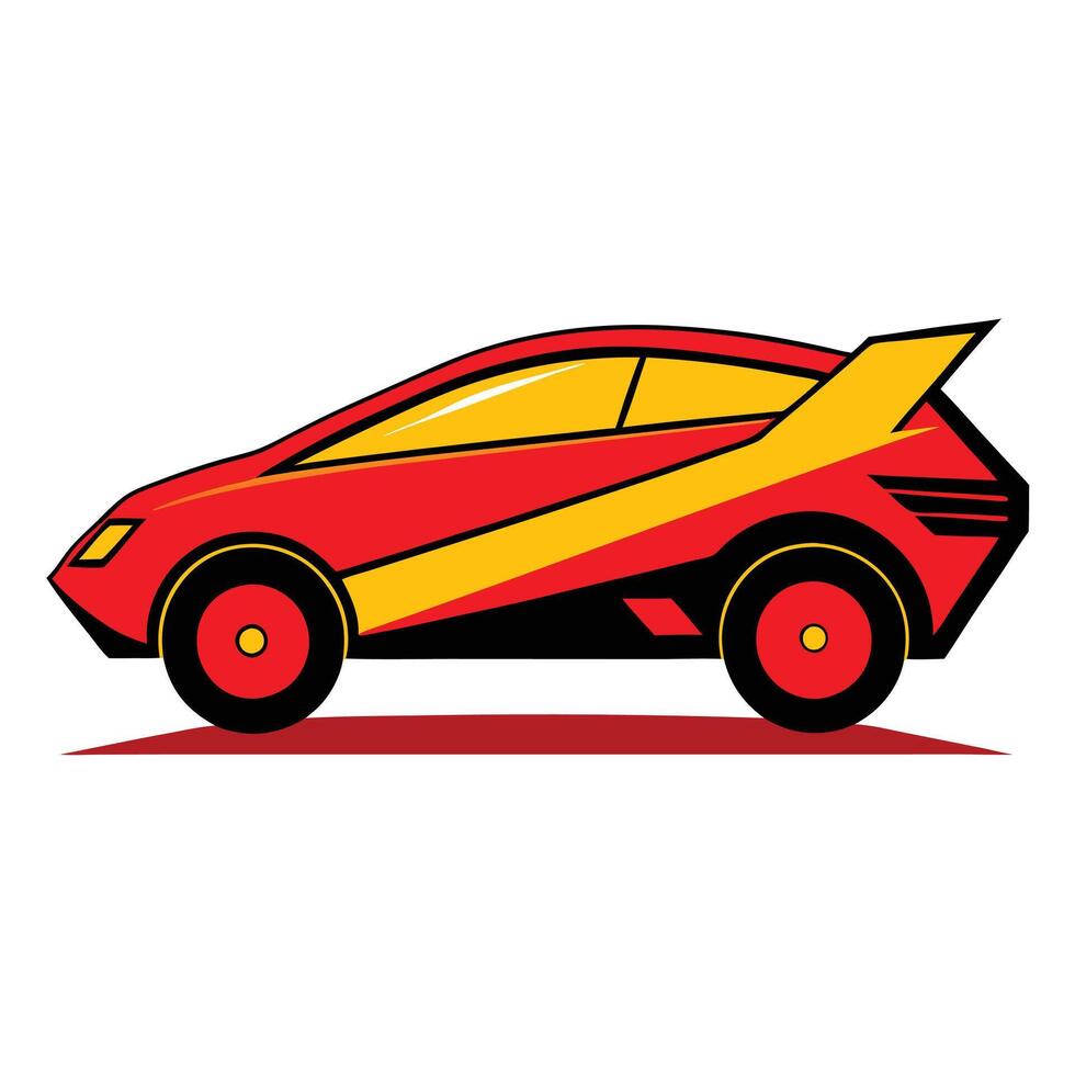 A cartoon car with a red and yellow stripe vector