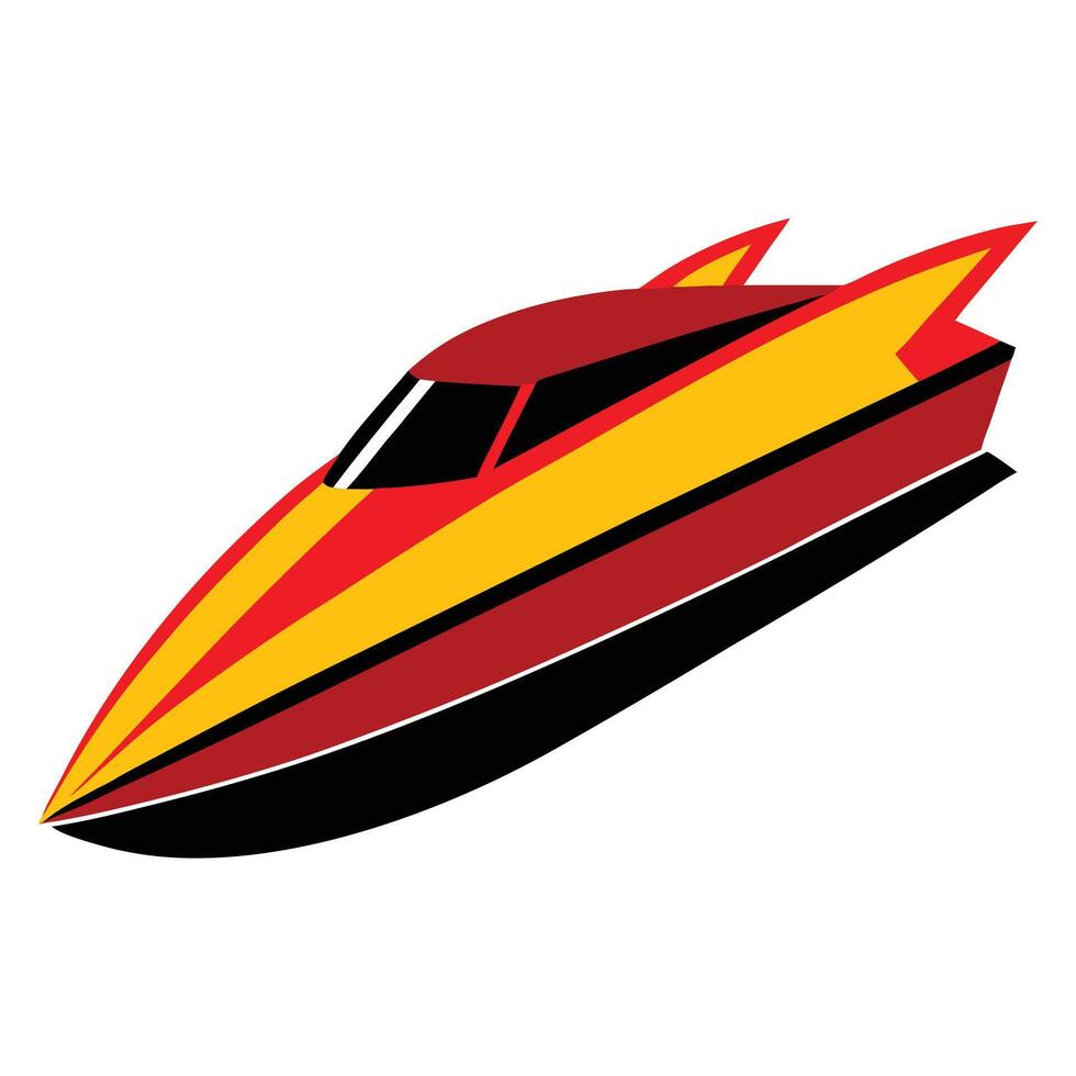 A red and yellow speed boat on a white background vector