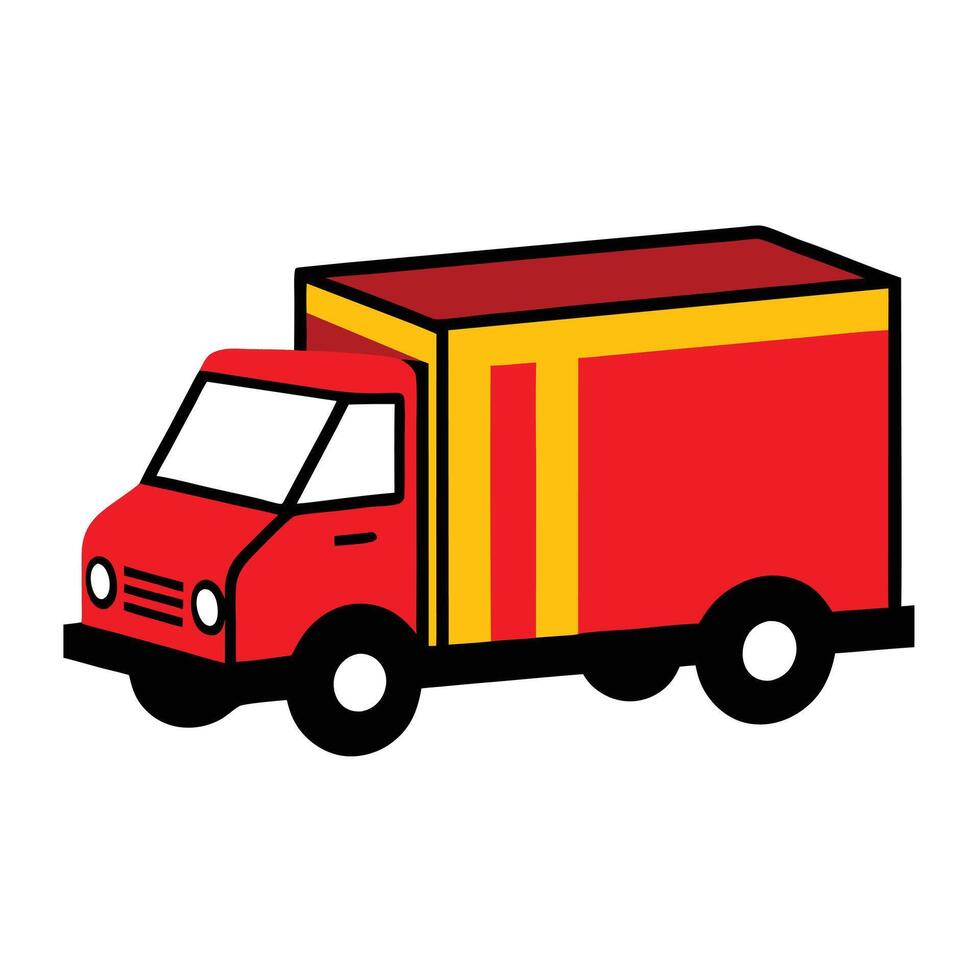 A red and yellow truck with a yellow stripe vector