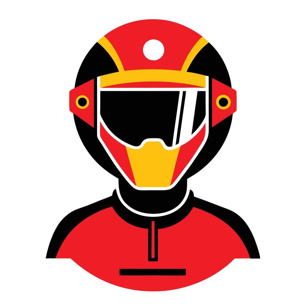 A red and yellow motorcycle helmet icon vector