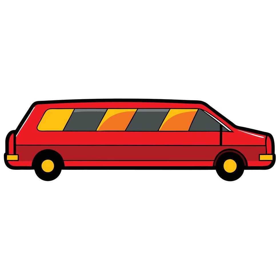 A red bus with yellow stripes on the side vector