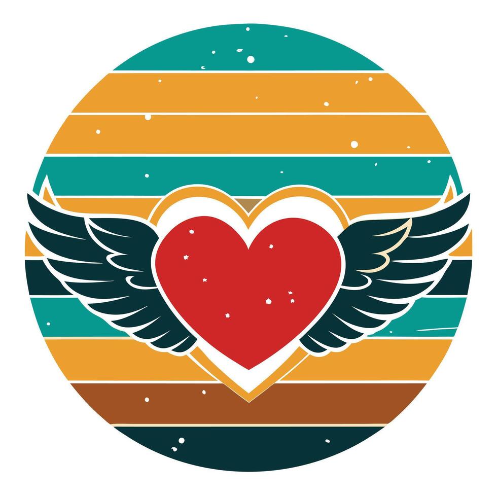 Heart with wings vector