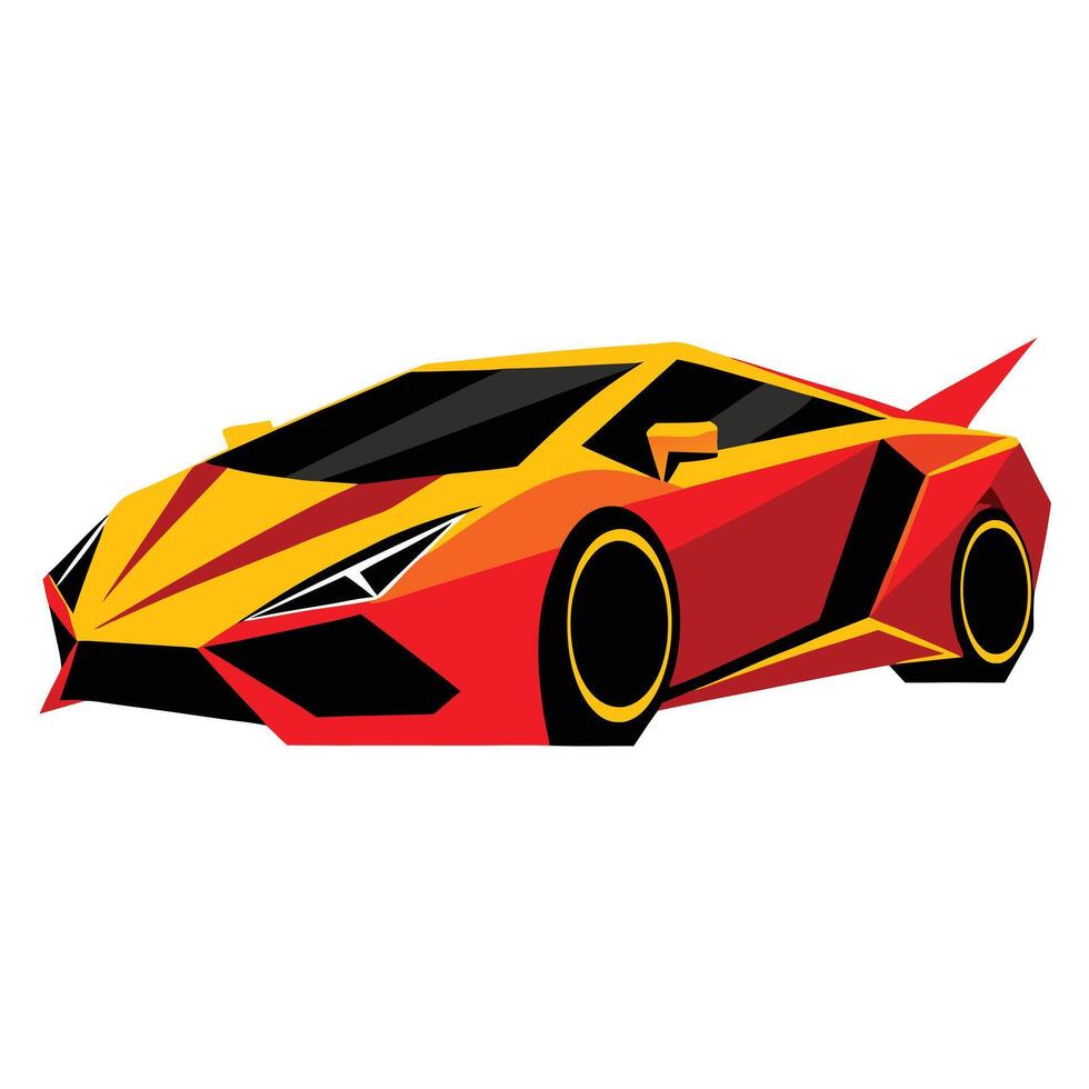 A cartoon car with red and yellow colors vector