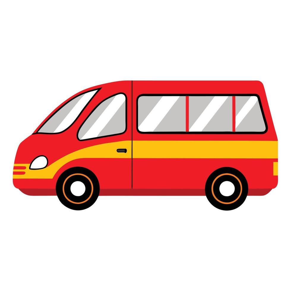 Red and yellow bus icon vector