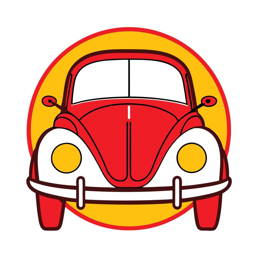 A red and yellow car in a circle vector